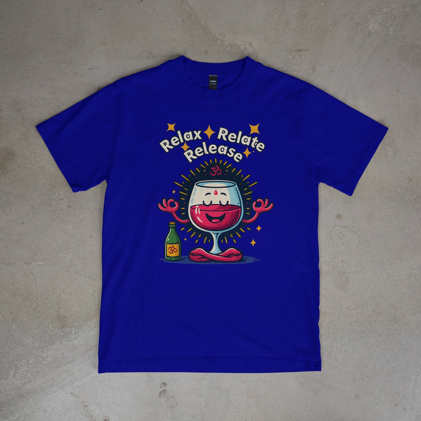 Relax, Relate, Release – Meditating Wine Glass Tee