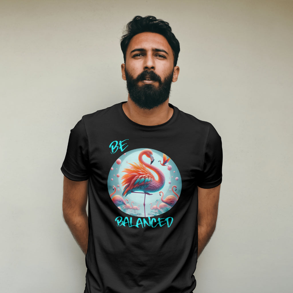 Be Balanced Flamingo Graphic Tee – Mindful Living Unisex T-Shirt