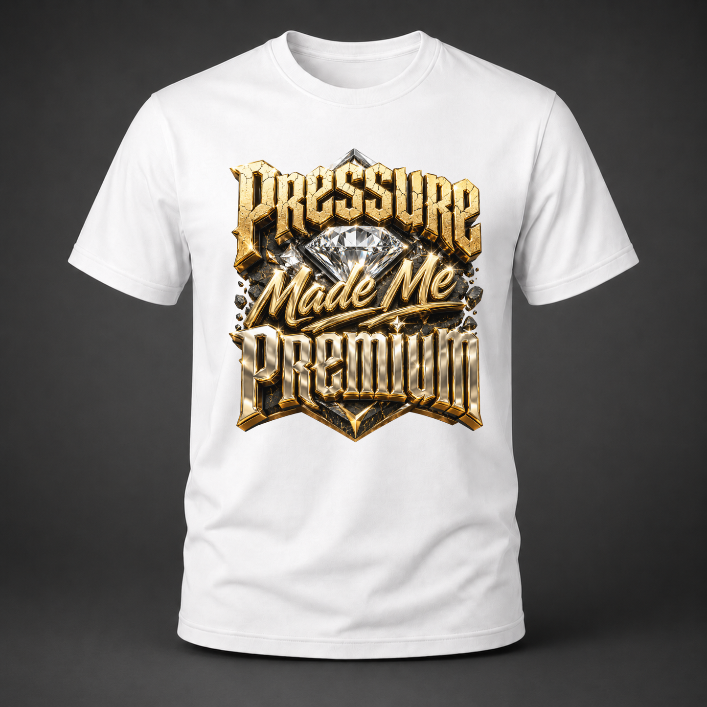 Pressure Made Me Premium Gold Diamond Graphic Tee
