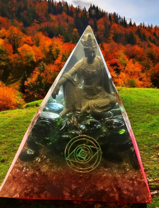 Kuan Yin Orgone Pyramid – Serenity, Protection & Divine Feminine Energy