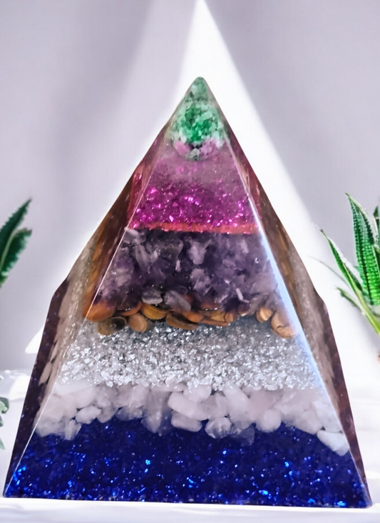 Multicolor Crystal and Glitter Resin Pyramid