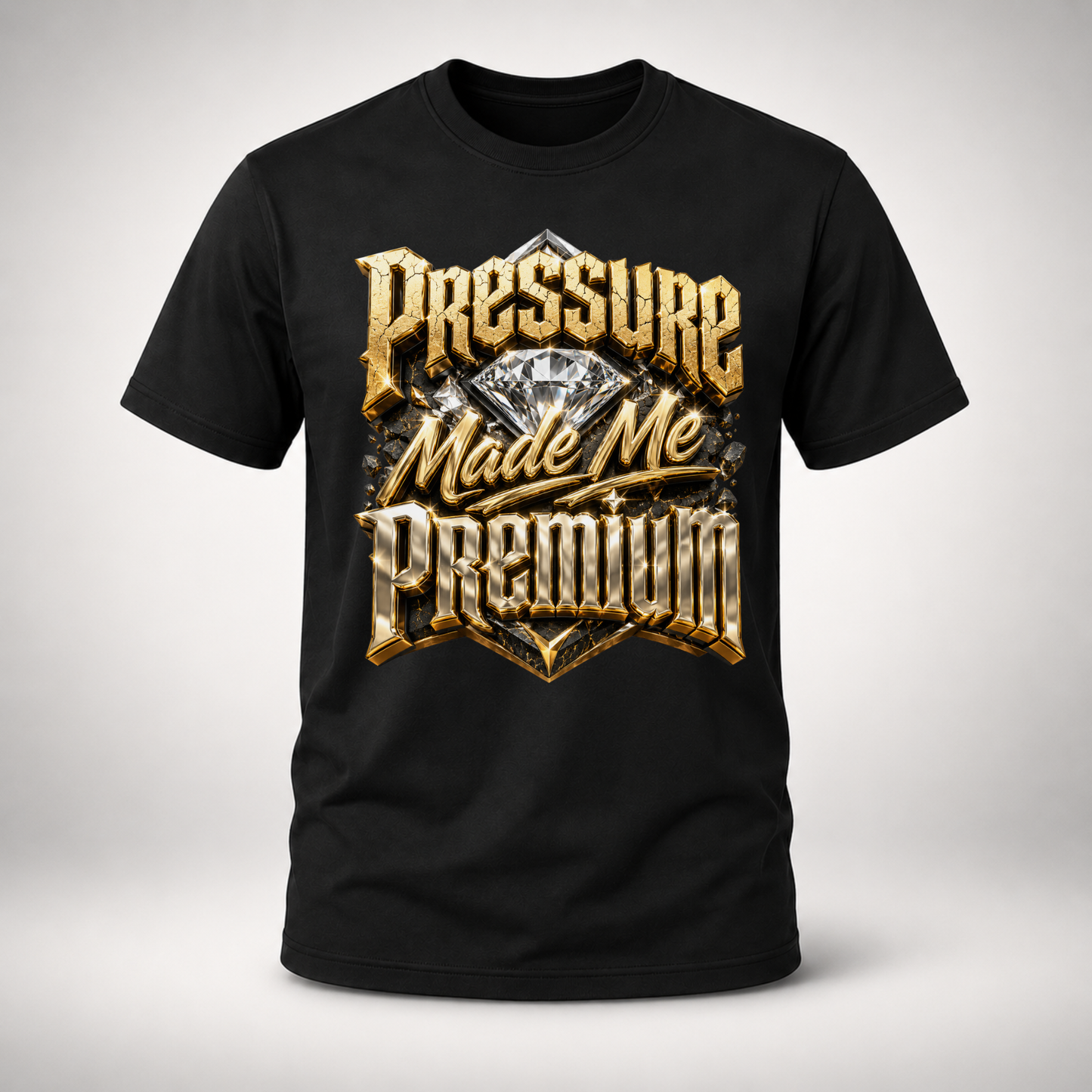 Pressure Made Me Premium Gold Diamond Graphic Tee