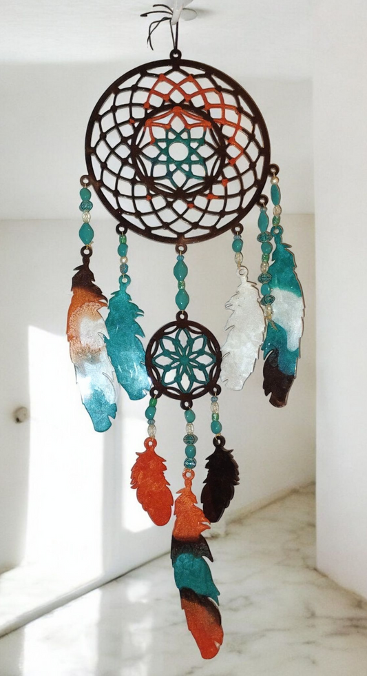 Sunset Spirit Dreamcatcher” – Handcrafted Resin Art